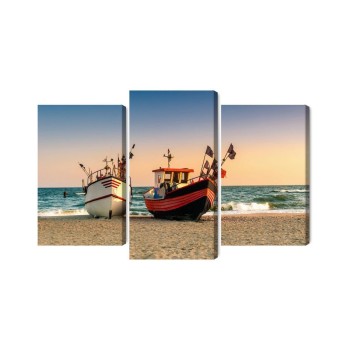 Mehrteiliges Bild Fischerboote Am Strand