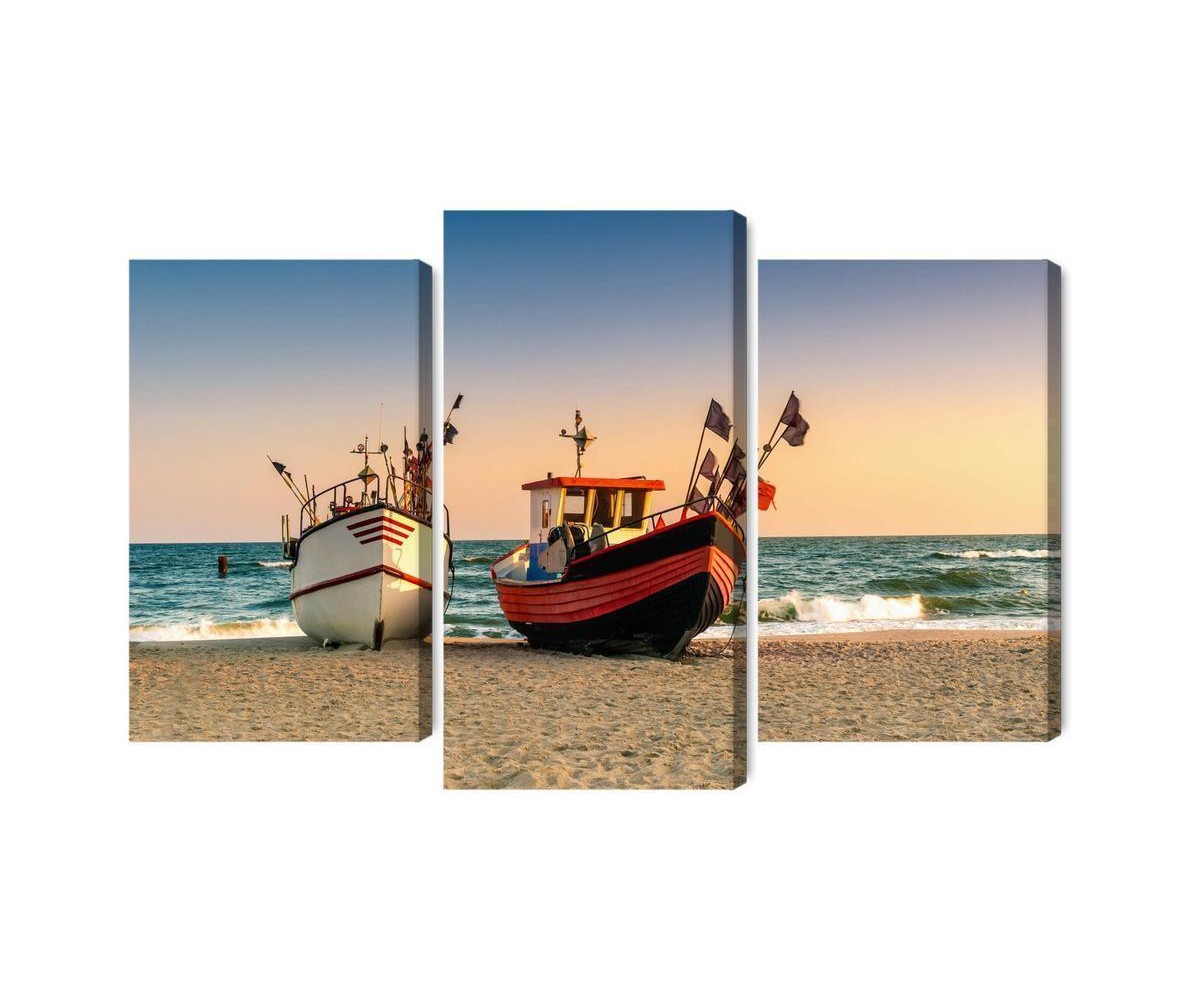Mehrteiliges Bild Fischerboote Am Strand