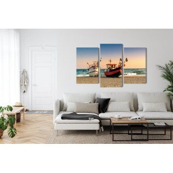 Mehrteiliges Bild Fischerboote Am Strand