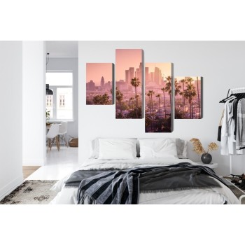 Mehrteiliges Bild Innenstadt Von Los Angeles Bei Sonnenuntergang
