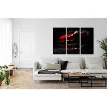 Mehrteiliges Bild Roter Sportwagen 3D