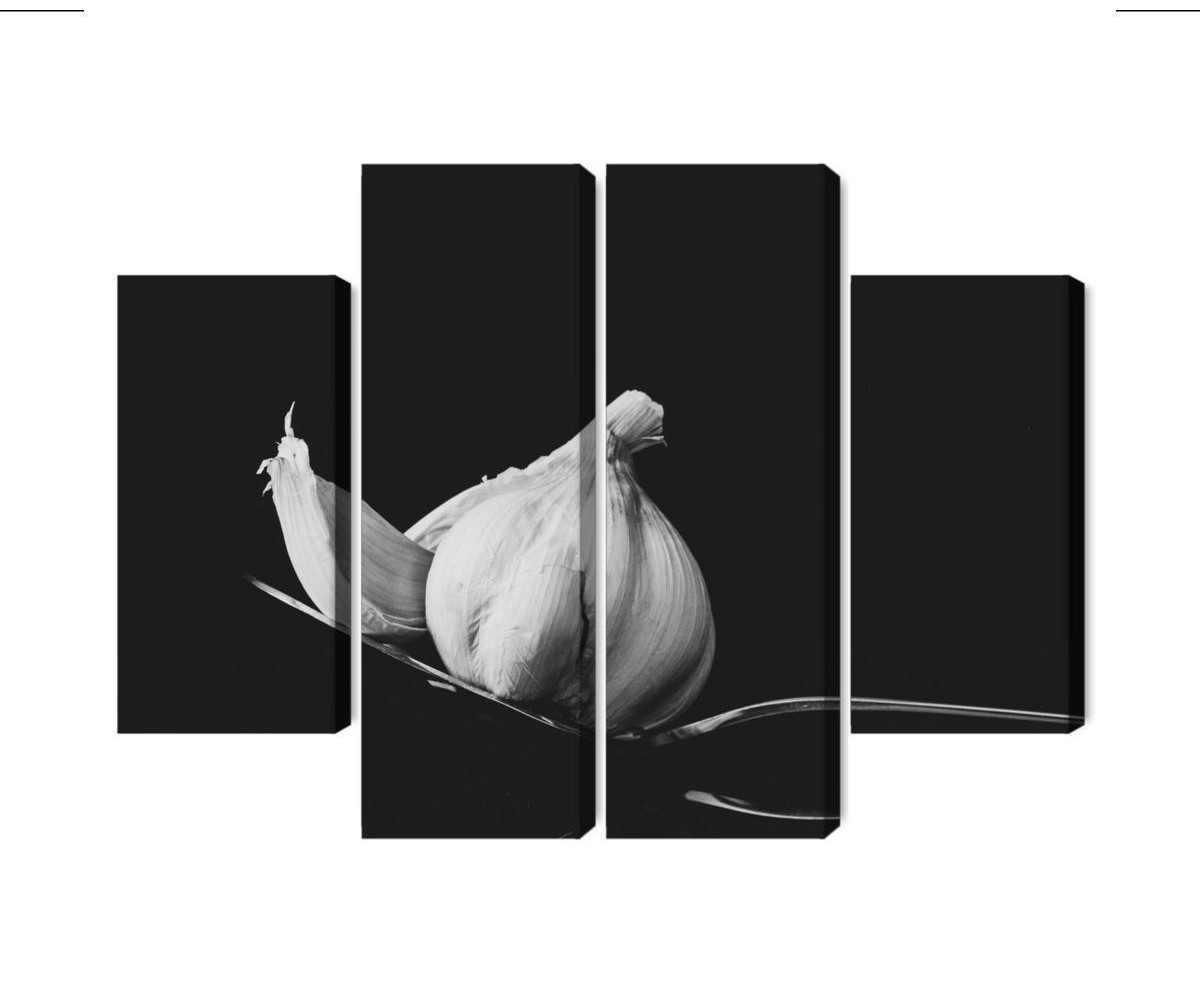 Mehrteiliges Bild Ein Esslöffel Knoblauch