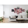 Mehrteiliges Bild Blumenstrauß Und Ein Schmetterling