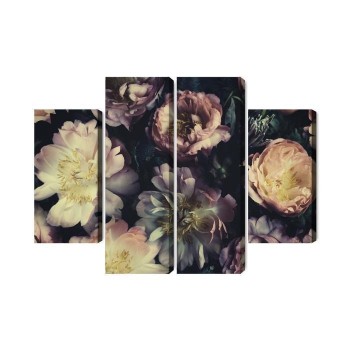 Mehrteiliges Bild Ein Bunter Blumenstrauß Im Vintage-Stil