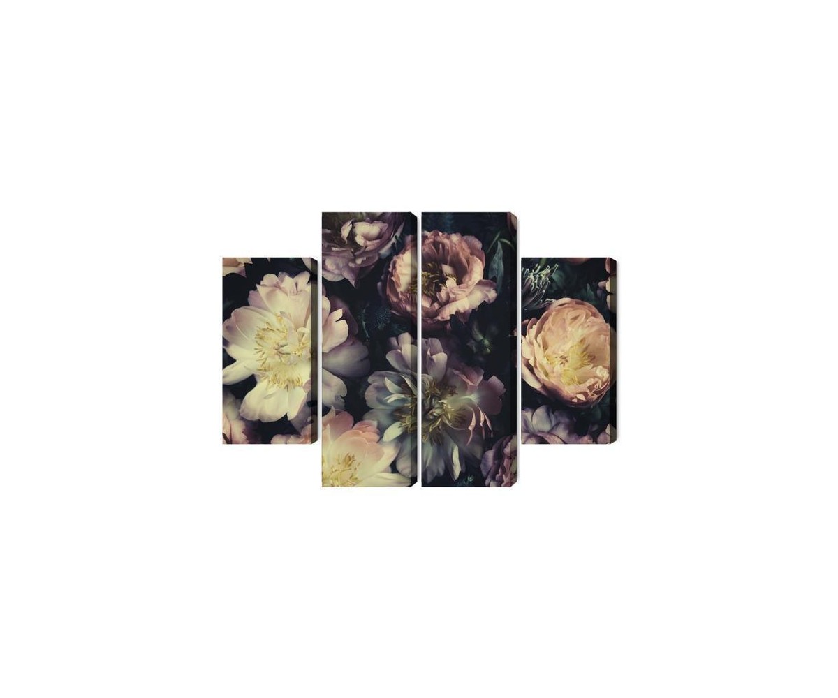 Mehrteiliges Bild Ein Bunter Blumenstrauß Im Vintage-Stil