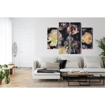 Mehrteiliges Bild Ein Bunter Blumenstrauß Im Vintage-Stil