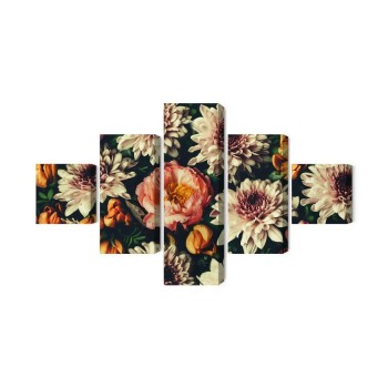 Mehrteiliges Bild Vielzahl Von Bunten 3D-Blumen