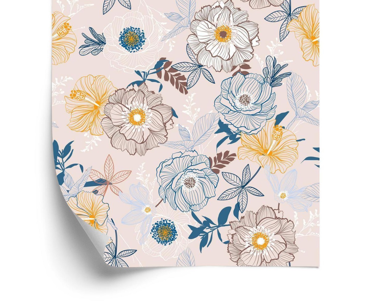 Tapete Zarte Farbige Blumen
