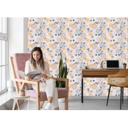 Tapete Zarte Farbige Blumen