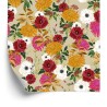 Tapete Bunte Blumen Im Retro-Stil