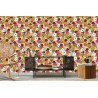 Tapete Bunte Blumen Im Retro-Stil