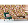 Tapete Bunte Blumen Im Retro-Stil