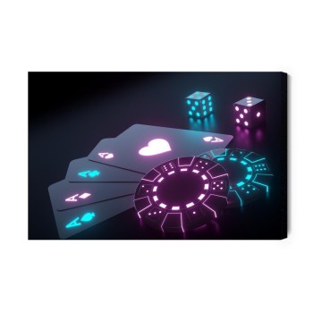 Leinwandbild Neon-Pokerset