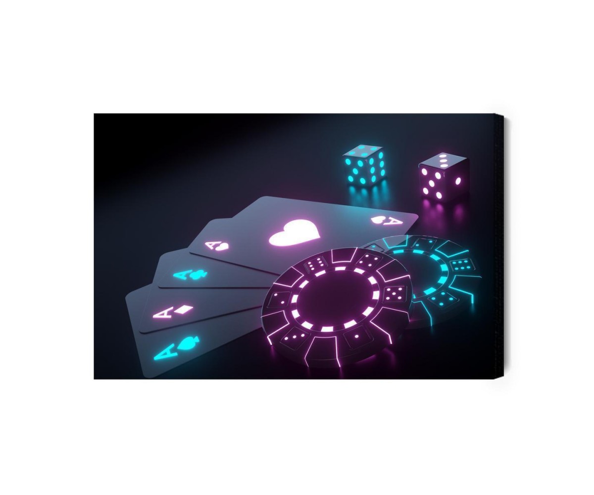 Leinwandbild Neon-Pokerset