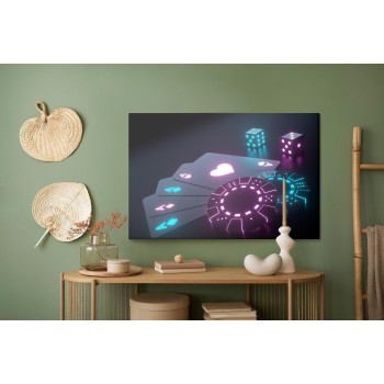 Leinwandbild Neon-Pokerset