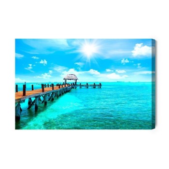 Leinwandbild Ein Pier Im Karibischen Meer