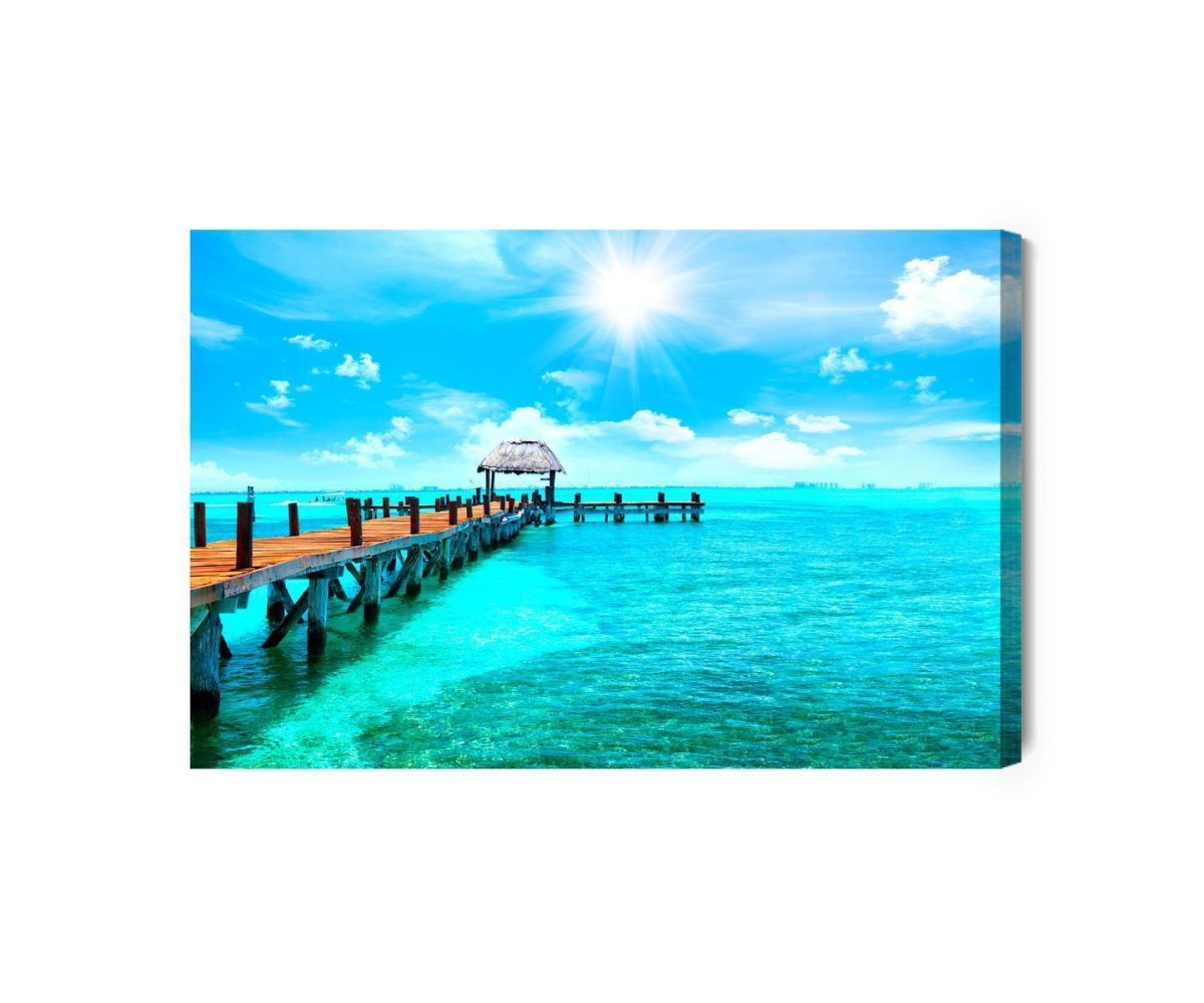 Leinwandbild Ein Pier Im Karibischen Meer