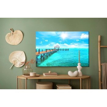 Leinwandbild Ein Pier Im Karibischen Meer