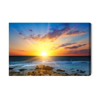 Leinwandbild Sonnenaufgang Am Meer