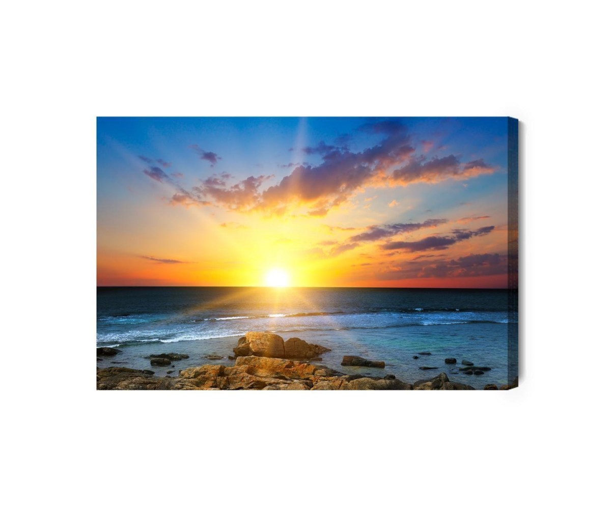 Leinwandbild Sonnenaufgang Am Meer