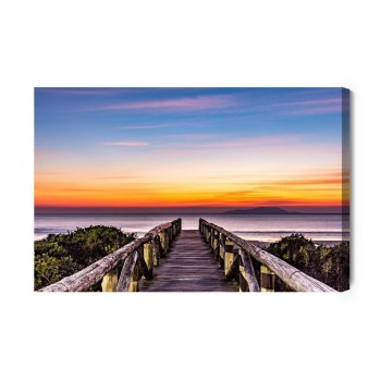 Leinwandbild Holzsteg Und Das Meer