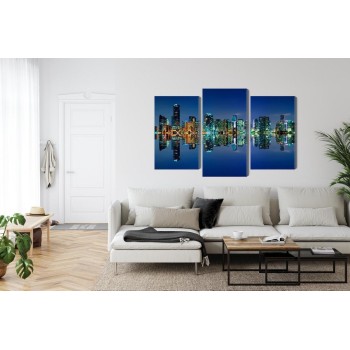 Mehrteiliges Bild Panorama Von Miami Bei Nacht