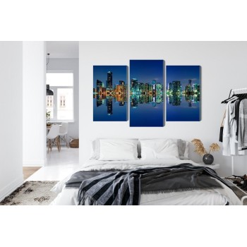 Mehrteiliges Bild Panorama Von Miami Bei Nacht