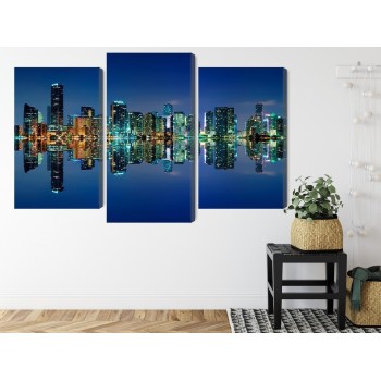 Mehrteiliges Bild Panorama Von Miami Bei Nacht