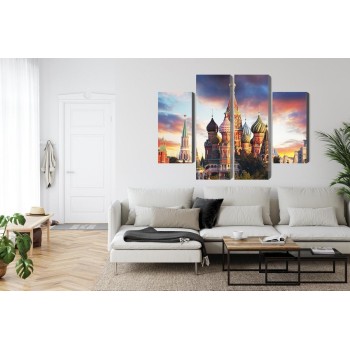 Mehrteiliges Bild Moskau-Blick Auf Den Roten Platz Und Die Kathedrale