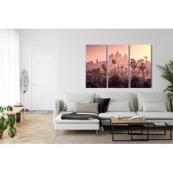 Mehrteiliges Bild Innenstadt Von Los Angeles Bei Sonnenuntergang