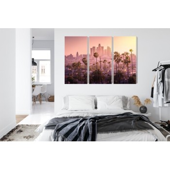 Mehrteiliges Bild Innenstadt Von Los Angeles Bei Sonnenuntergang