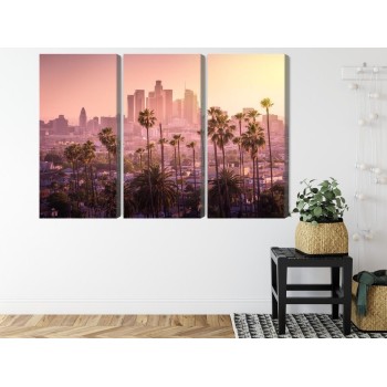 Mehrteiliges Bild Innenstadt Von Los Angeles Bei Sonnenuntergang