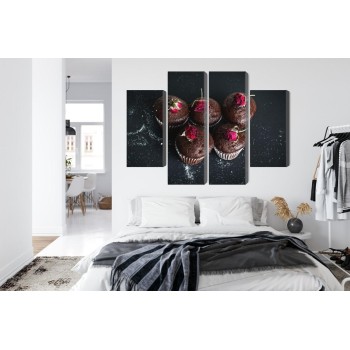 Mehrteiliges Bild Schokoladenmuffins Mit Rosen
