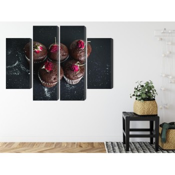 Mehrteiliges Bild Schokoladenmuffins Mit Rosen