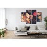 Mehrteiliges Bild Mehrfarbige Blumen Im Vintage-Stil