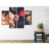 Mehrteiliges Bild Mehrfarbige Blumen Im Vintage-Stil