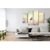 Mehrteiliges Bild Ein Vogel Unter Wilden Blumen