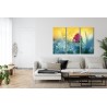 Mehrteiliges Bild Rosa Blume Auf Einer 3D-Wiese