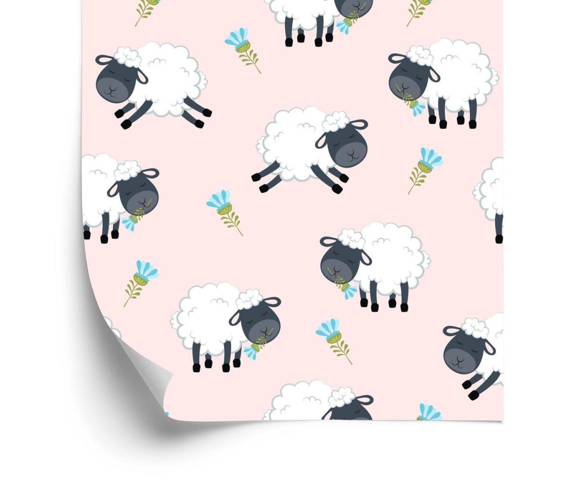 Tapete Schafe Mit Blumen