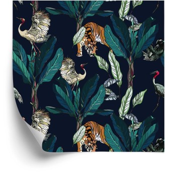 Tapete Tiger  Kraniche Und Faultiere