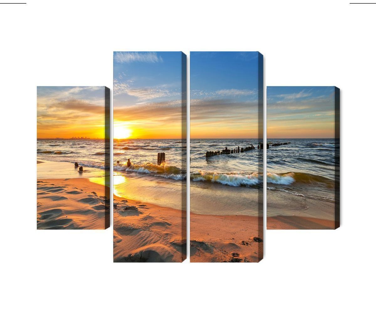 Mehrteiliges Bild Ostsee Bei Sonnenuntergang