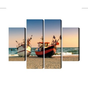 Mehrteiliges Bild Fischerboote Am Strand