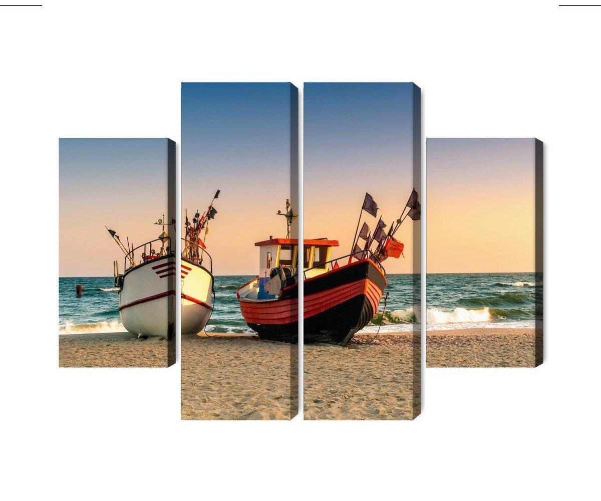 Mehrteiliges Bild Fischerboote Am Strand