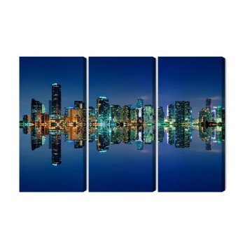 Mehrteiliges Bild Panorama Von Miami Bei Nacht