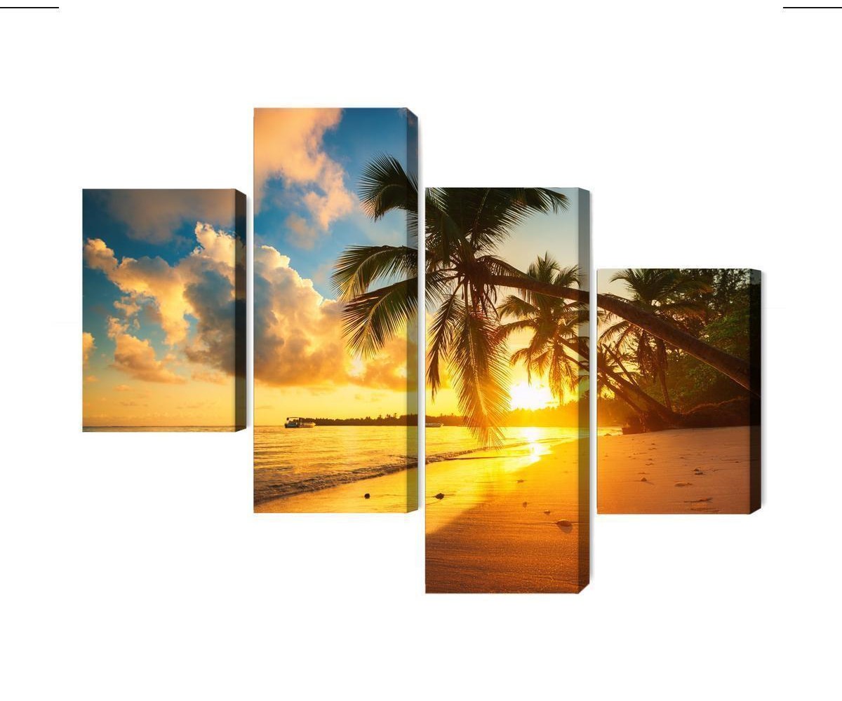 Mehrteiliges Bild Tropischer Strand In Punta Cana  Dominikanische Republik