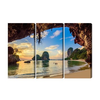 Mehrteiliges Bild Sonnenuntergang An Einem Strand In Thailand