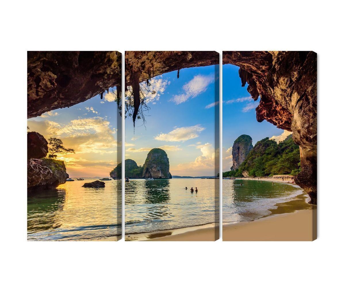 Mehrteiliges Bild Sonnenuntergang An Einem Strand In Thailand