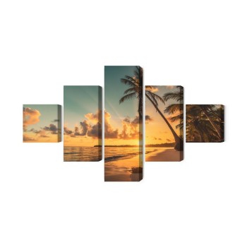 Mehrteiliges Bild Sonnenuntergang Am Dominikanischen Strand