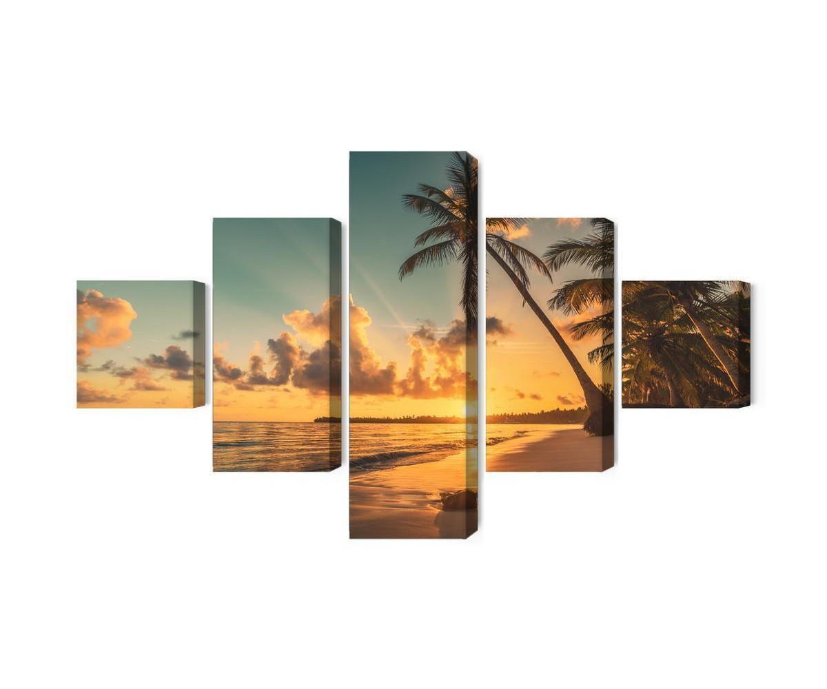 Mehrteiliges Bild Sonnenuntergang Am Dominikanischen Strand