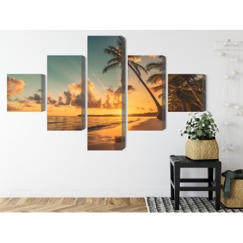 Mehrteiliges Bild Sonnenuntergang Am Dominikanischen Strand